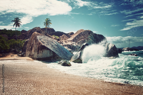 Splash of the The Baths at Virgin Gorda Island.