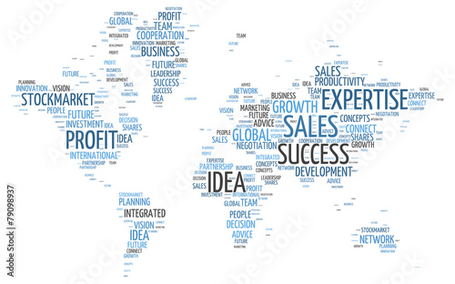 Fototapeta Naklejka Na Ścianę i Meble -  Conceptual World Map in Business Word Tag Cloud