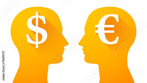 Head set with a dollar and an euro