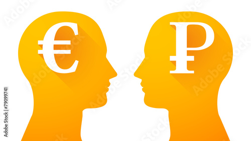 Head set with an euro and a ruble sign