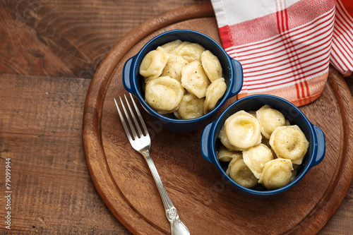 Meat Dumplings - russian boiled pelmeni in plate