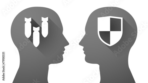 Head set with a  bomb and a shield