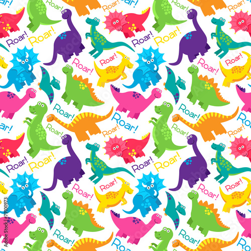 Dinosaur Seamless Tileable Vector Background Pattern 