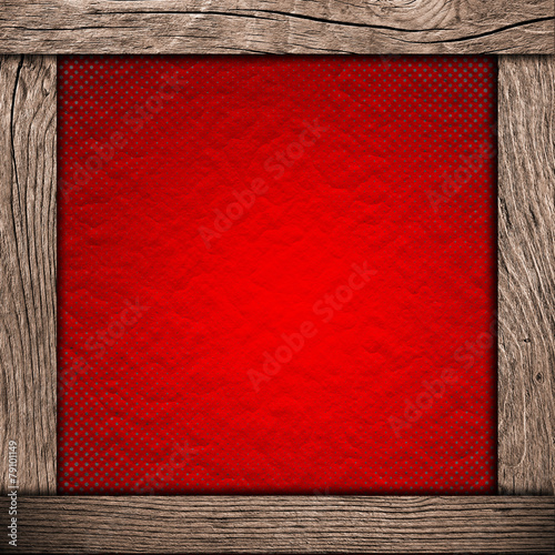 wood frame with red paper