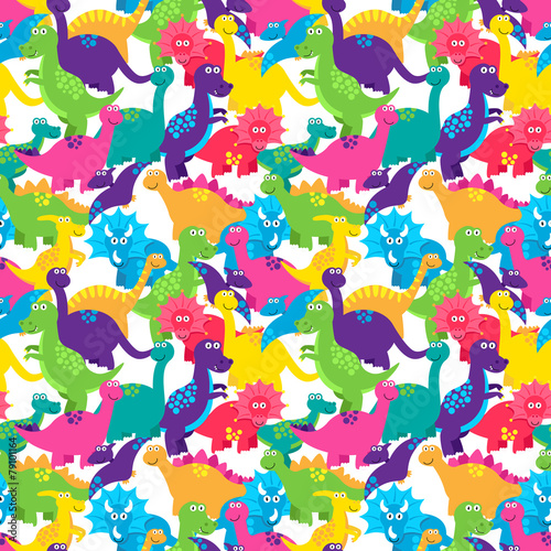Dinosaur Seamless Tileable Vector Background Pattern 