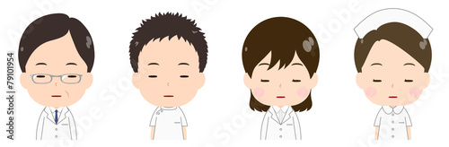 医者　看護師　無表情　目を閉じる