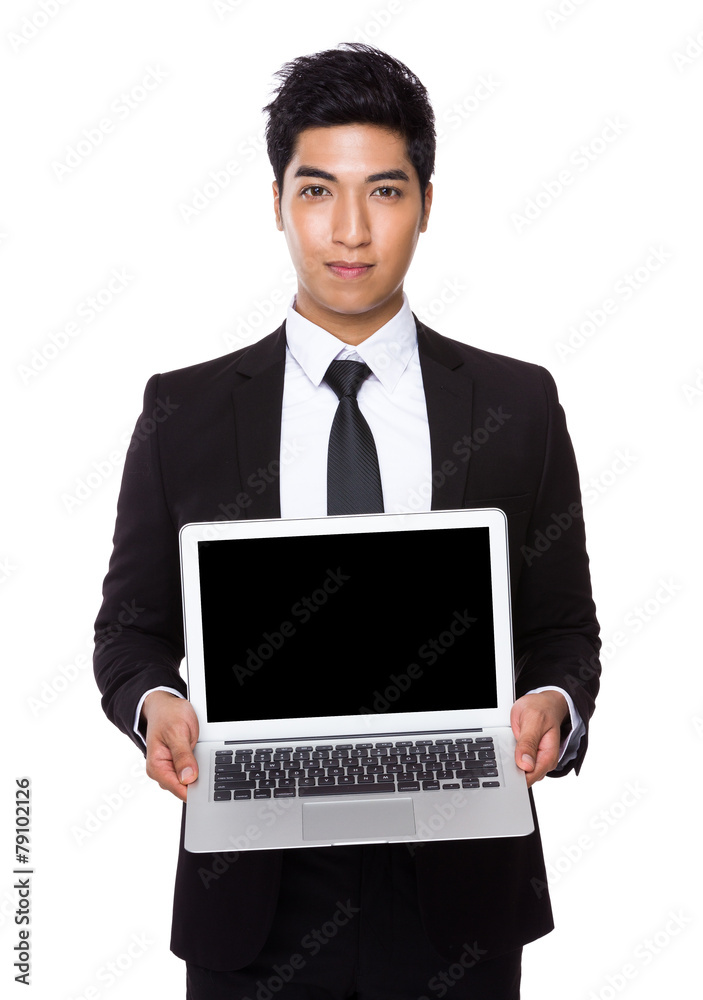 Businessman show with laptop Businessman show with laptop