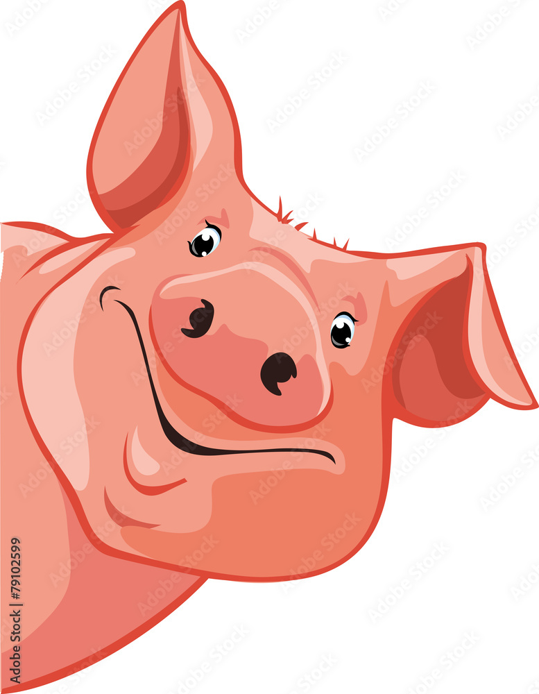 Obraz premium pig peeking out from the left - vector illustration
