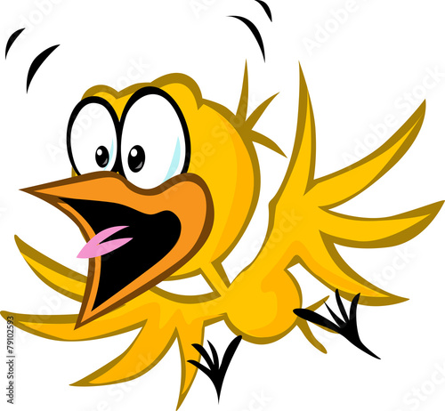 scared yellow bird - vector illustration