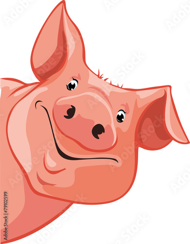 pig peeking out from the left - vector illustration