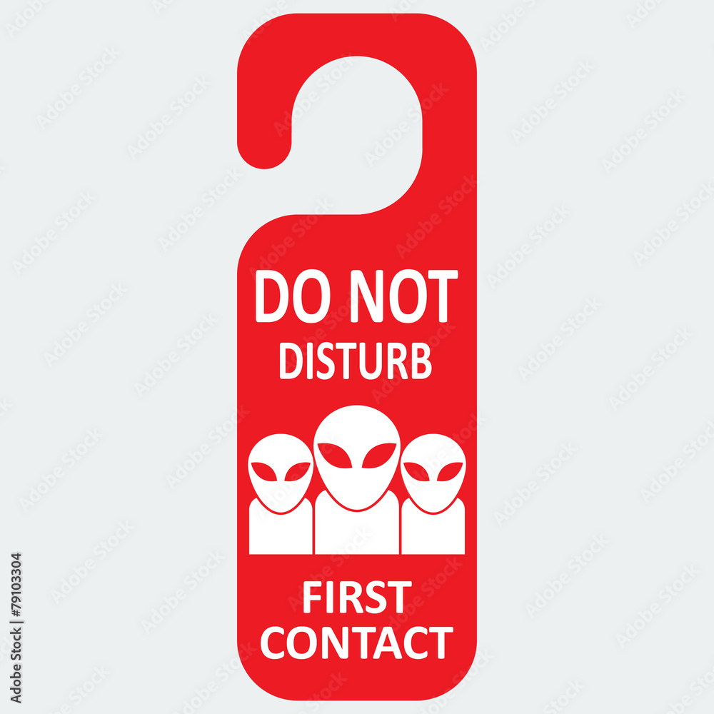 Naklejka premium Vector hotel tag do not disturb with first contact icon