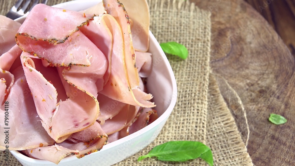 Portion of Boiled Ham (not loopable 4K UHD footage)