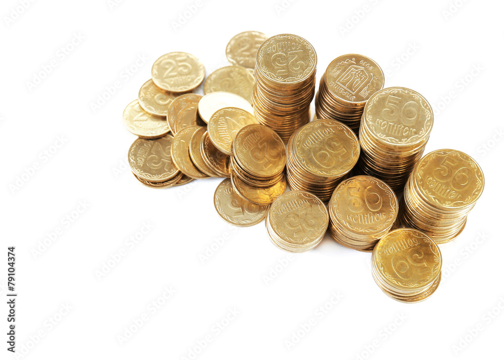 Pile of coins isolated on white Pile of coins isolated on white