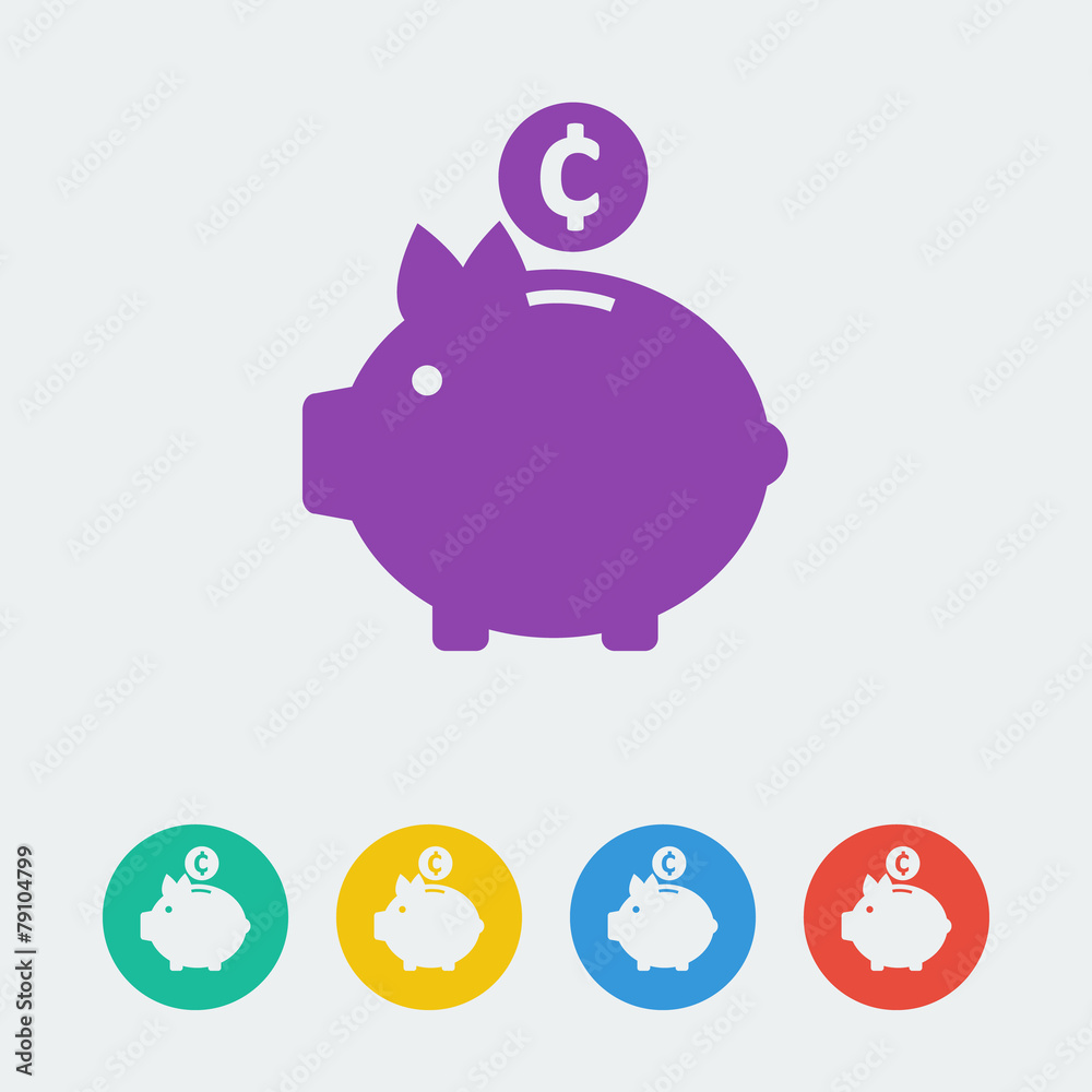Obraz premium vector piggy bank flat circle icon