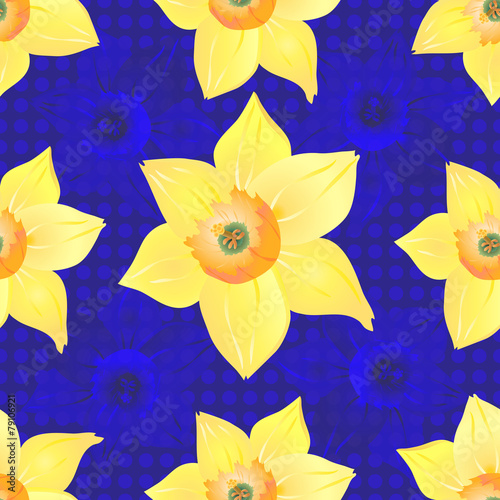 Daffodils on a Blue Background