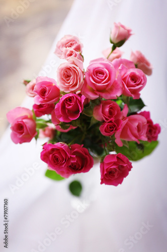 Beautiful pink roses on bright background