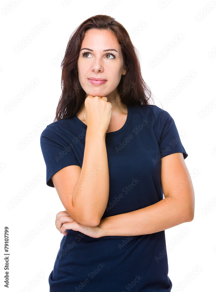 Brunette woman think of idea Brunette woman think of idea