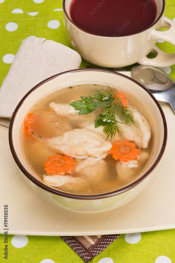 soup with wheat dumplings soup with wheat dumplings