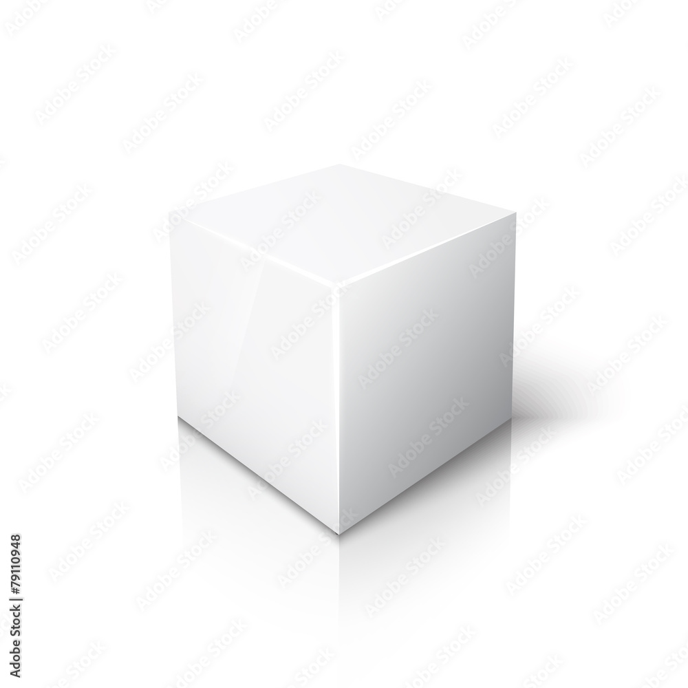 White cube on white background with reflection White cube on white background with reflection