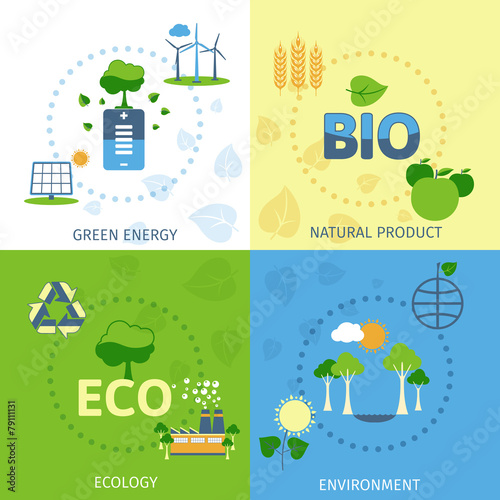 Ecology 4 flat icons composition