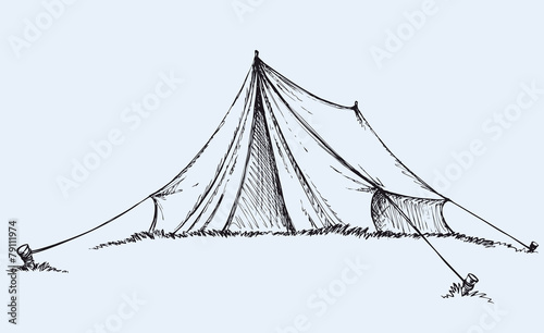 Tourist tent. Vector drawing