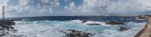 Panoramic seascape on a rocky coastline