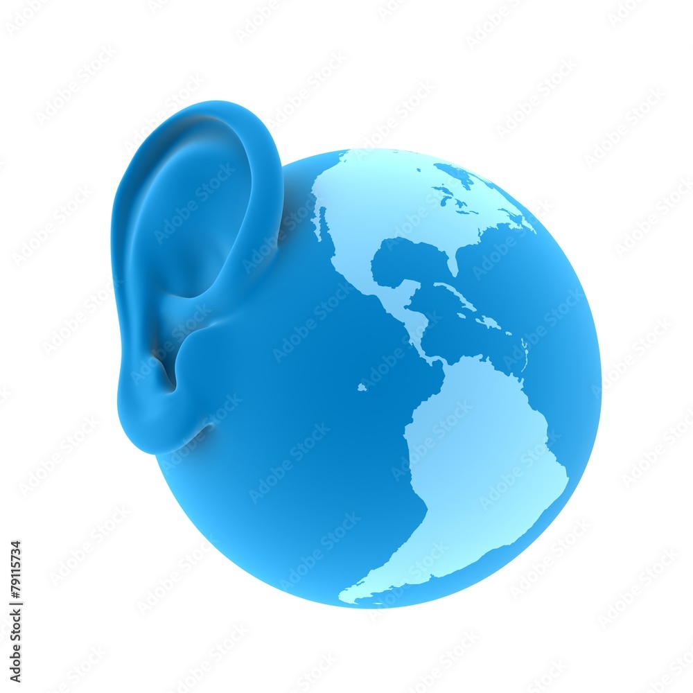ear of the Earth, 3d render illustration ear of the Earth, 3d render illustration