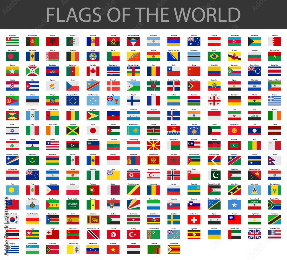 world flags vector - obrazy, fototapety, plakaty 