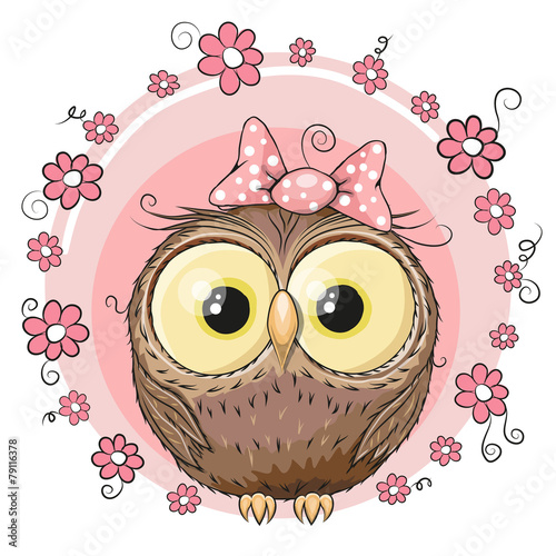 Owl with flowers