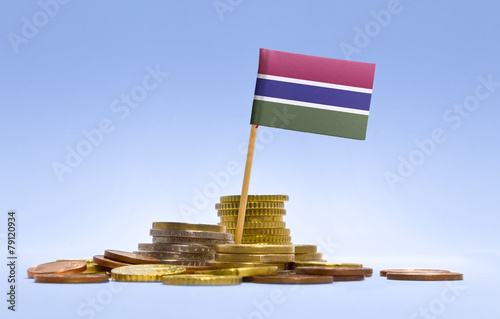 Flag of Gambia in a stack of coins.(series) photo