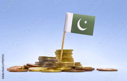 Flag of Pakistan in a stack of coins.(series)