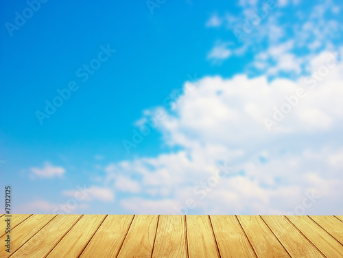 blur, blue sky Backgrounds and Wood Floor