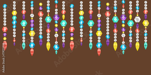 decorative garland from gems, crystals and deamonds, gems on a s
