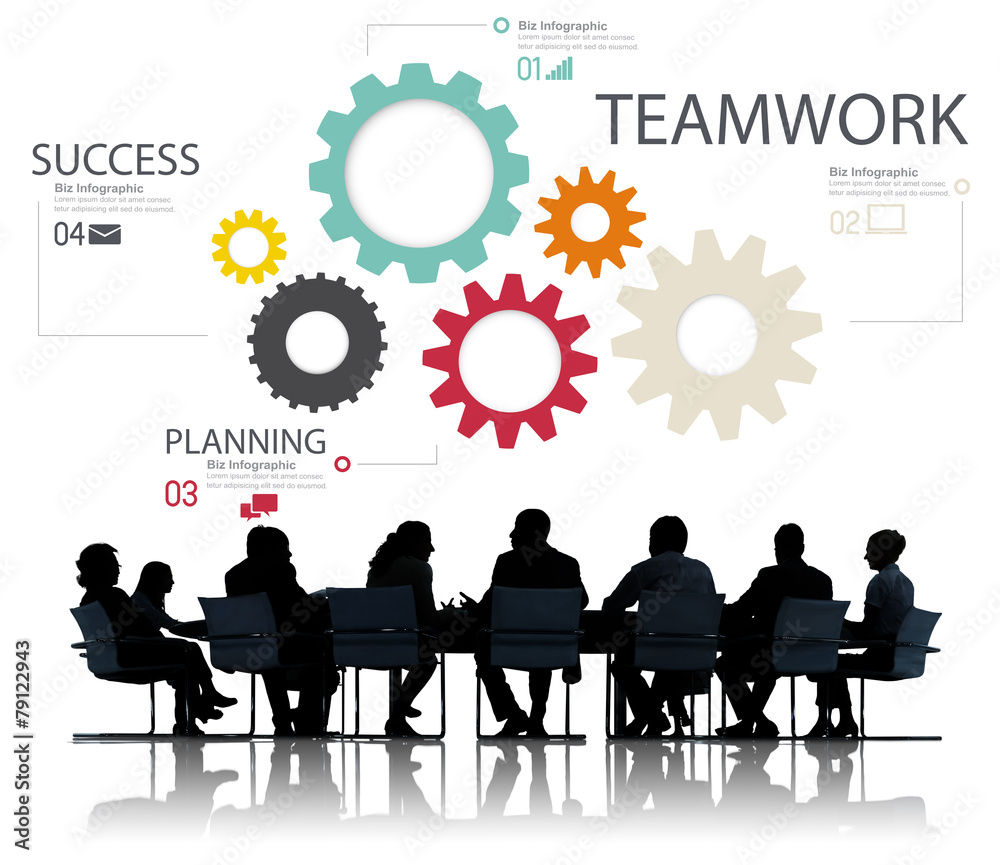 Fototapeta premium Teamwork Team Group Gear Partnership Cooperation Concept