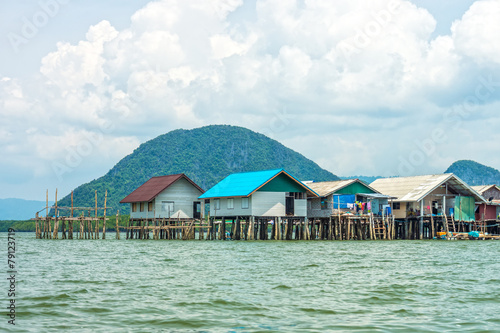 The landscape view of local thai village in Phang Nga bay