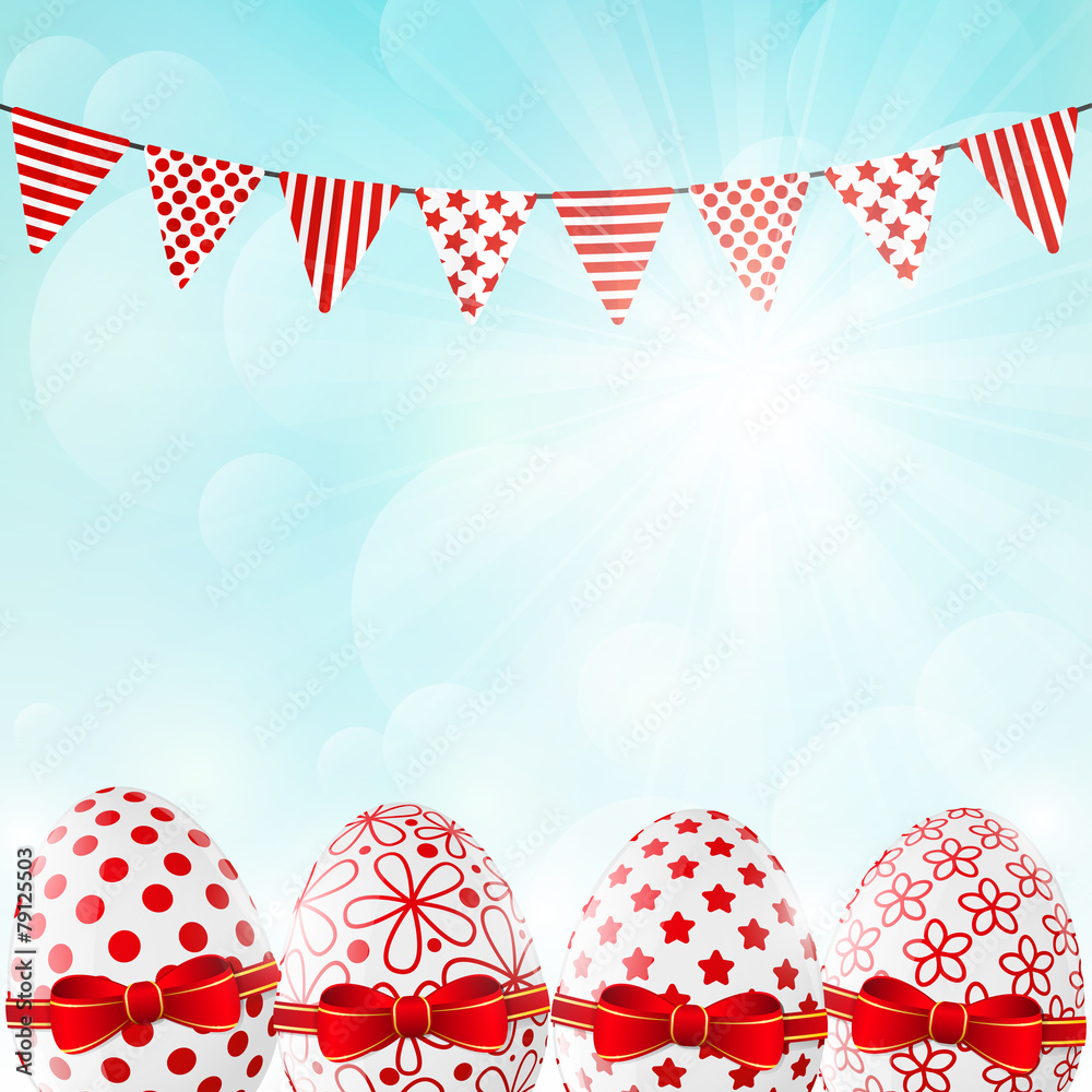 Obraz premium Easter eggs on sunny background