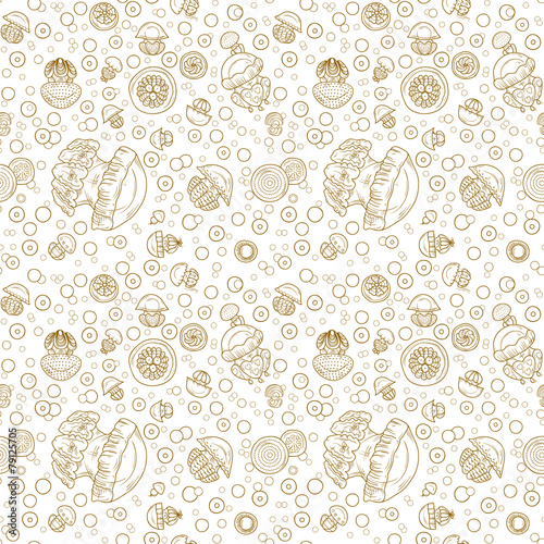 Seamless pattern with cartoon jellyfish. Illustration with hand-drawn sea jellyfish underwater. Can be used for pattern fills, wallpapers, web page, surface textures