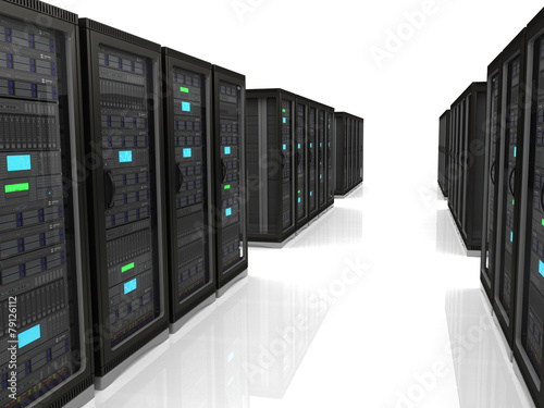 3d illustration of network server raks
