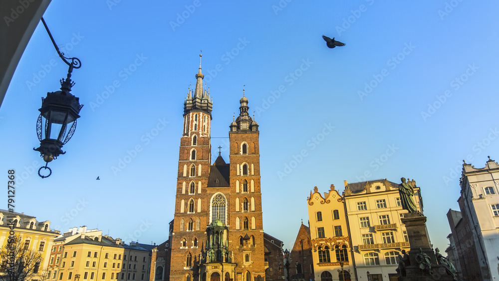 Fototapeta premium St. Mary's Church in center of Krakow, Poland.