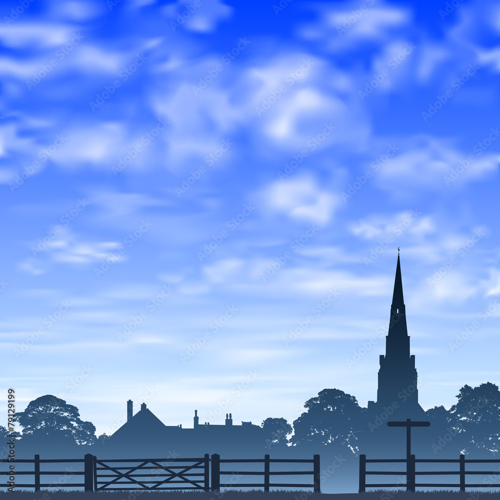 Fototapeta premium Church Spire and Fence.