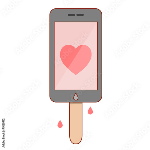 Isolated cartoon smartphone popsicle