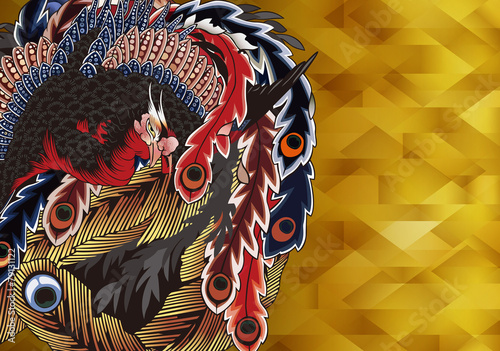 葛飾北斎 岩松院「八方睨み鳳凰図」イメージイラスト