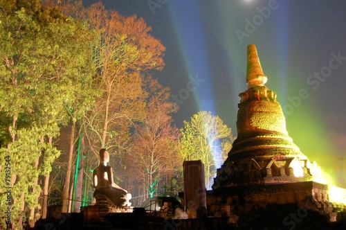 Lightshow at temple Wat Phra Kaeo, Kamphaeng Phet photo