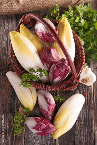 Canvas Print basket with chicory