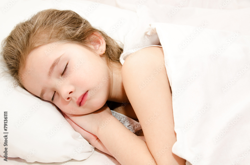 Adorable little girl sleeping in bed Adorable little girl sleeping in bed