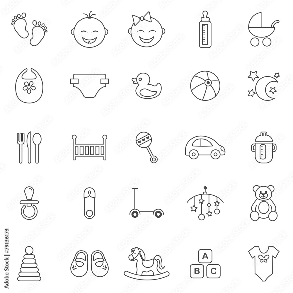 Baby line icons set.Vector Baby line icons set.Vector