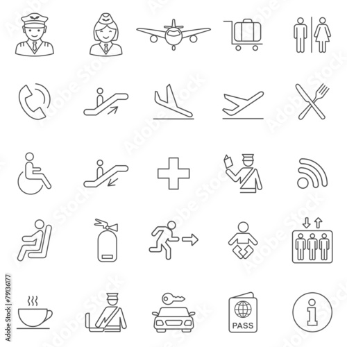 Airport line icons set.Vector