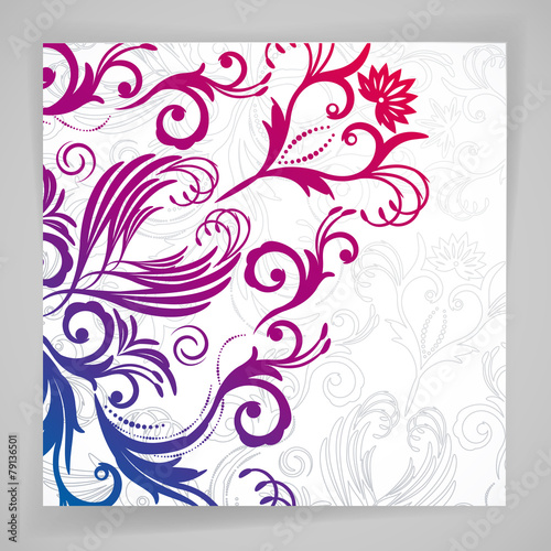 Abstract vector floral background with oriental flowers.