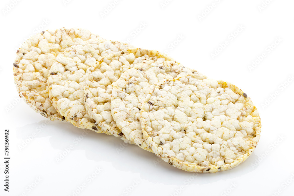 Corn crackers on the isolated white background. Corn crackers on the isolated white background.