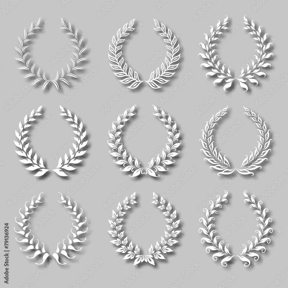 Set of vector laurel wreaths